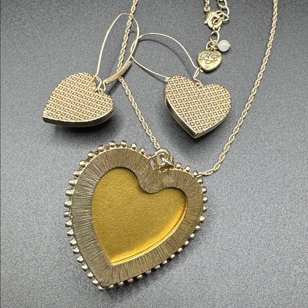 Betsey Johnson Leopard-Print Heart Necklace and Earring Set - Picture 5 of 6